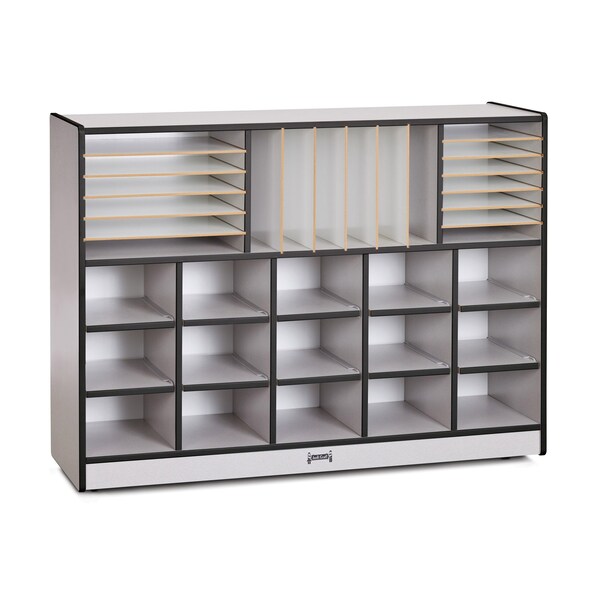 Jonti-Craft Rainbow Accents Sectional Cubbie-Tray Mobile Unit, without Trays, Black - 0415JCWW180
