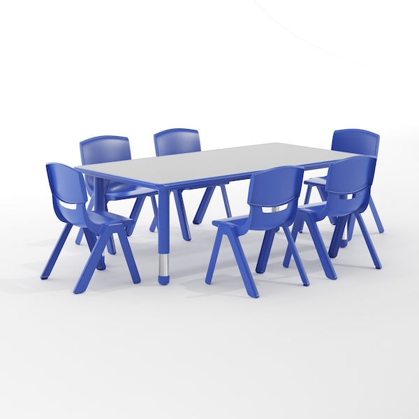 Flash Furniture Rectangle Activity Table, 23.625 W, 47.25 L, 23.5 H, Plastic, Steel, Grey - YU-YCY-060-0036-RECT-TBL-BLUE-GG
