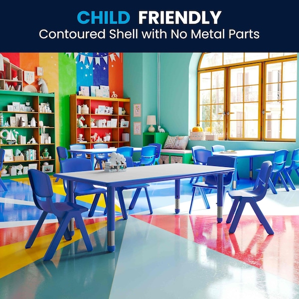 Flash Furniture Rectangle Activity Table, 23.625 W, 47.25 L, 23.5 H, Plastic, Steel, Grey - YU-YCY-060-0036-RECT-TBL-BLUE-GG
