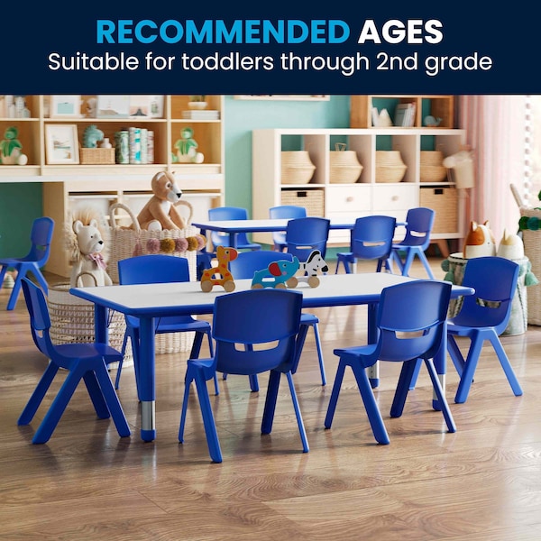 Flash Furniture Rectangle Activity Table, 23.625 W, 47.25 L, 23.5 H, Plastic, Steel, Grey - YU-YCY-060-0036-RECT-TBL-BLUE-GG