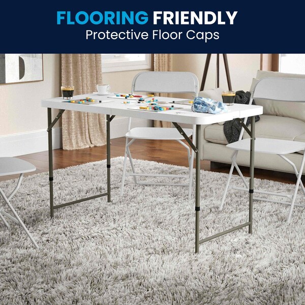 Flash Furniture Rectangle Wh 24X48 Plastic Fold Table, 23.75" W, 47.75" L, 29.25" H, Plastic Top, White - DAD-YCZ-122Z-2-GG