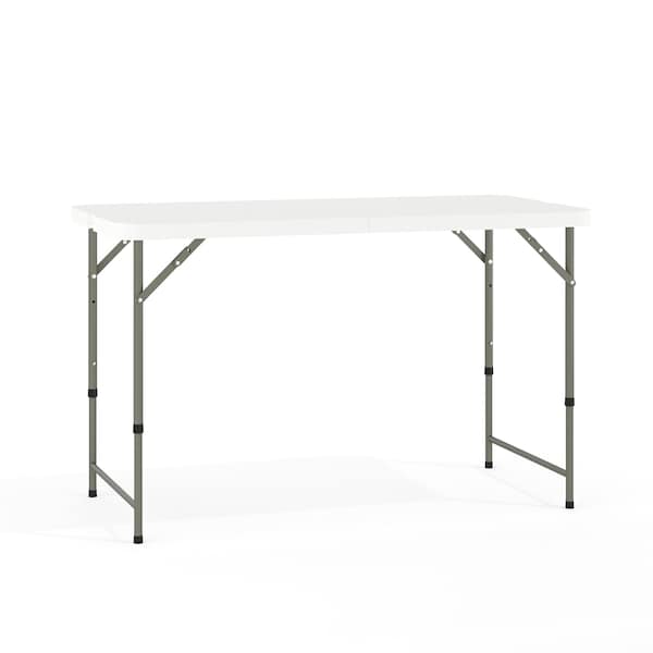 Flash Furniture Rectangle Wh 24X48 Plastic Fold Table, 23.75" W, 47.75" L, 29.25" H, Plastic Top, White - DAD-YCZ-122Z-2-GG
