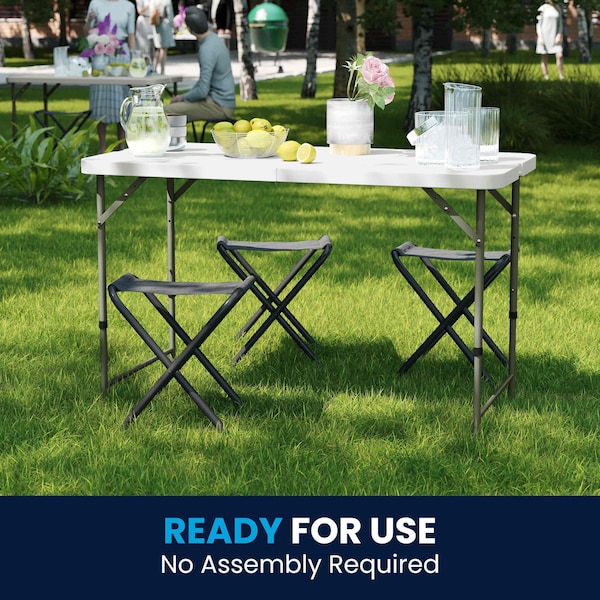 Flash Furniture Rectangle Wh 24X48 Plastic Fold Table, 23.75" W, 47.75" L, 29.25" H, Plastic Top, White - DAD-YCZ-122Z-2-GG