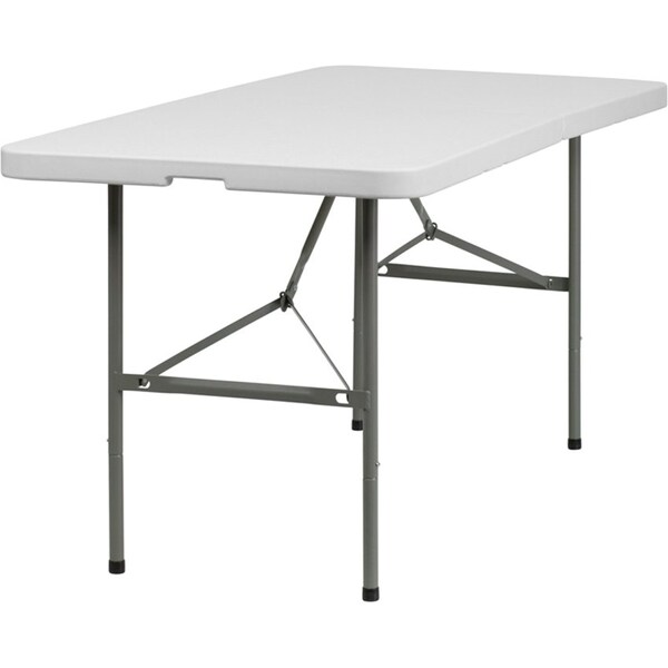 Flash Furniture Rectangle Wh 30X60 Plastic Bi-Fold Table, 30" W, 60" L, 29" H, Plastic Top, White - DAD-YCZ-152Z-GG