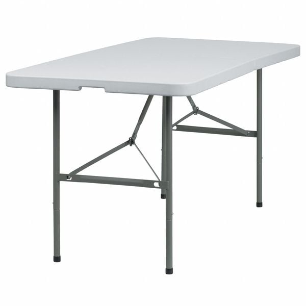 Flash Furniture Rectangle Wh 30X60 Plastic Bi-Fold Table, 30" W, 60" L, 29" H, Plastic Top, White - DAD-YCZ-152Z-GG