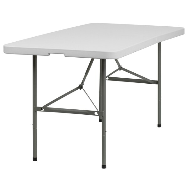 Flash Furniture Rectangle Wh 30X60 Plastic Bi-Fold Table, 30" W, 60" L, 29" H, Plastic Top, White - DAD-YCZ-152Z-GG