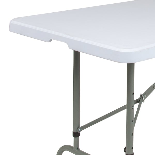 Flash Furniture Rectangle Folding Table, 29" W, 96" L, 34" H, Plastic Top, White - RB-3096ADJ-GG