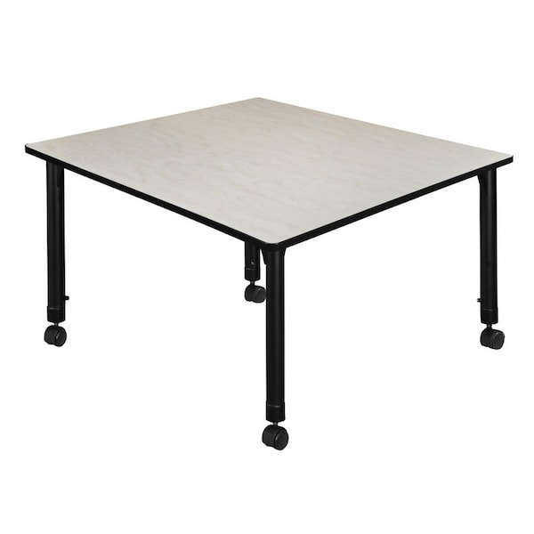 Regency Tables > Height Adjustable > Square Mobile Tables, 48 W, 48 L, 23-34 H, Wood|Metal, Maple - TB4848PLAPCBK
