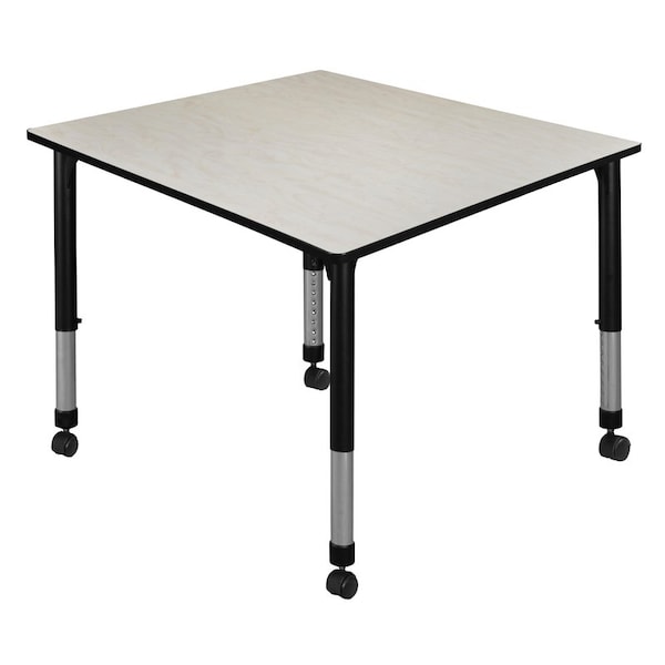 Regency Tables > Height Adjustable > Square Mobile Tables, 48 W, 48 L, 23-34 H, Wood|Metal, Maple - TB4848PLAPCBK