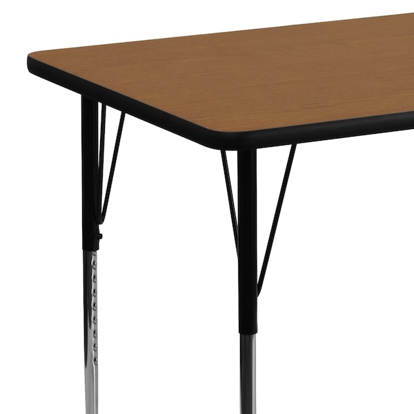 Flash Furniture Rectangle Activity Table, 30 W, 48 L, 30.125 H, Chrome, Laminate, Particleboard, Steel, Wood Grain - XU-A3048-REC-OAK-T-A-GG