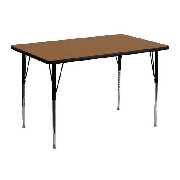 Flash Furniture Rectangle Activity Table, 30 W, 48 L, 30.125 H, Chrome, Laminate, Particleboard, Steel, Wood Grain - XU-A3048-REC-OAK-T-A-GG