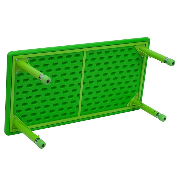 Flash Furniture Rectangle Activity Table, 24 W, 48 L, 23.75 H, Plastic, Steel, Green - YU-YCX-001-2-RECT-TBL-GREEN-GG