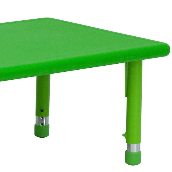 Flash Furniture Rectangle Activity Table, 24 W, 48 L, 23.75 H, Plastic, Steel, Green - YU-YCX-001-2-RECT-TBL-GREEN-GG