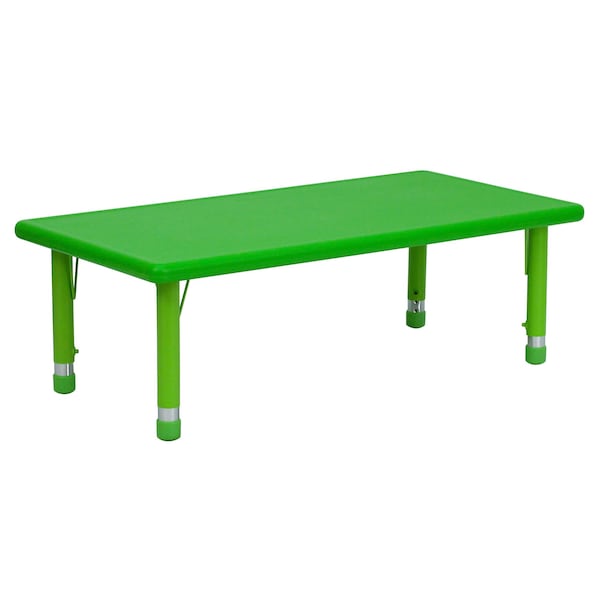 Flash Furniture Rectangle Activity Table, 24 W, 48 L, 23.75 H, Plastic, Steel, Green - YU-YCX-001-2-RECT-TBL-GREEN-GG