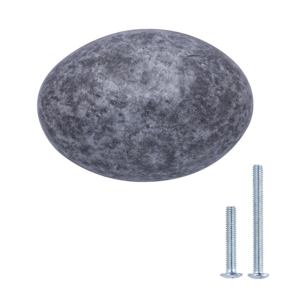 South Main Hardware Football Cabinet Knob, 1.38" Diameter, Antique Silver, 25PK - SH844-AS-25