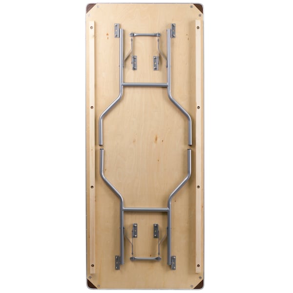 Flash Furniture Rectangle Folding Table, 30" W, 72" L, 30" H, Wood Top, Wood Grain - XA-3072-BIRCH-M-GG