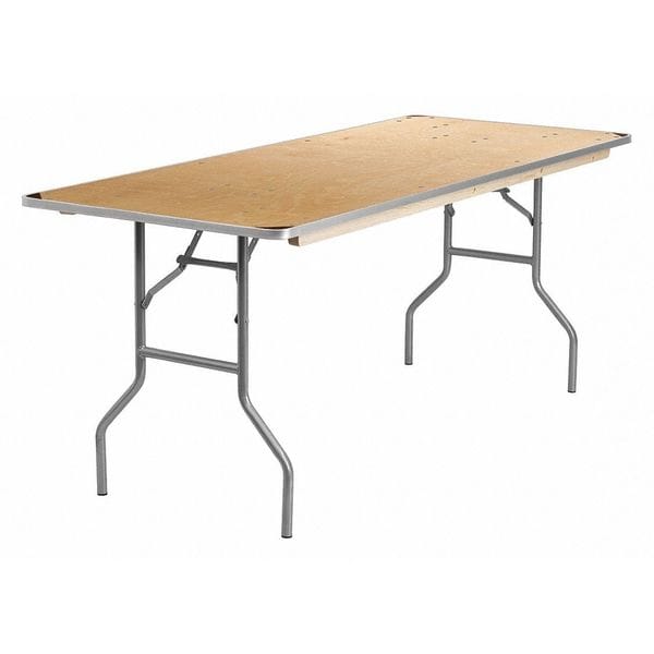 Flash Furniture Rectangle Folding Table, 30" W, 72" L, 30" H, Wood Top, Wood Grain - XA-3072-BIRCH-M-GG