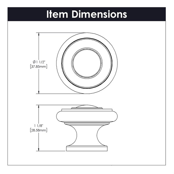 Hickory Hardware Cottage Collection Knob 1-1/2 Inch Diameter Matte Black Finish - P3501-MB