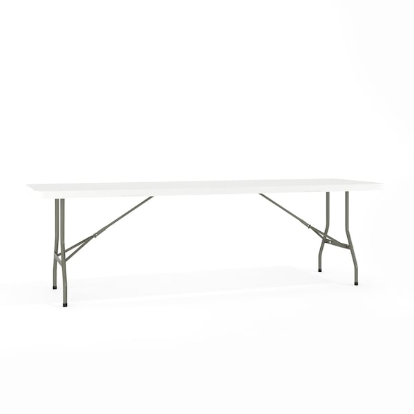 Flash Furniture Rectangle Folding Table, 30" W, 96" L, 29" H, Plastic Top, White - RB-3096FH-GG