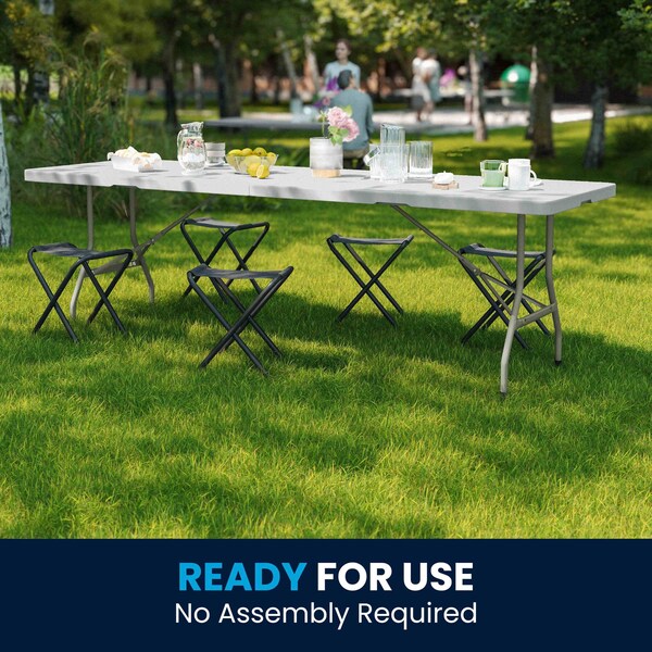 Flash Furniture Rectangle Folding Table, 30" W, 96" L, 29" H, Plastic Top, White - RB-3096FH-GG