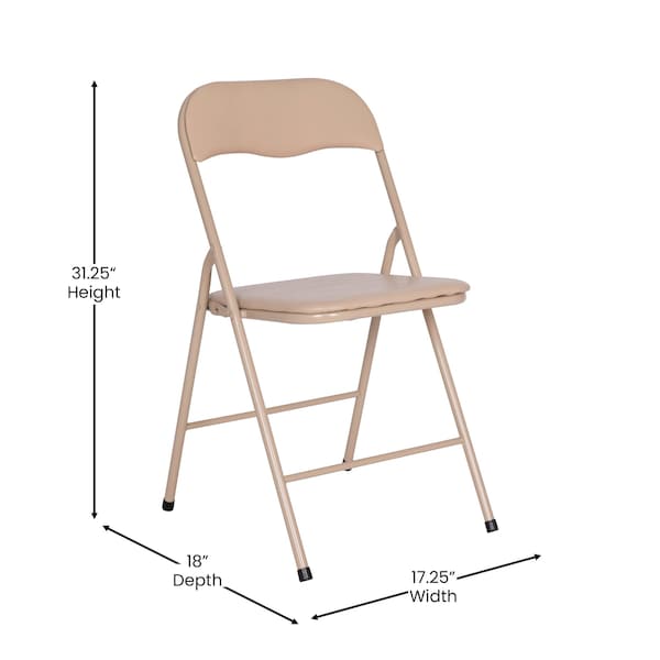 Flash Furniture 5 Piece Tan Folding Card Table and Chair Set - JB-1-TAN-GG