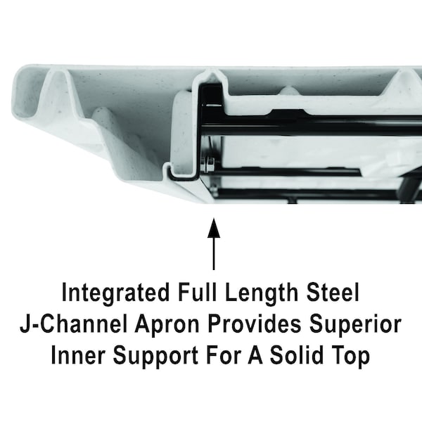 Correll Rectangle Heavy Duty Commerical Adjustable Height Plastic Folding Table, 24" W, 48" L, 22" to 32" H - RA2448-28