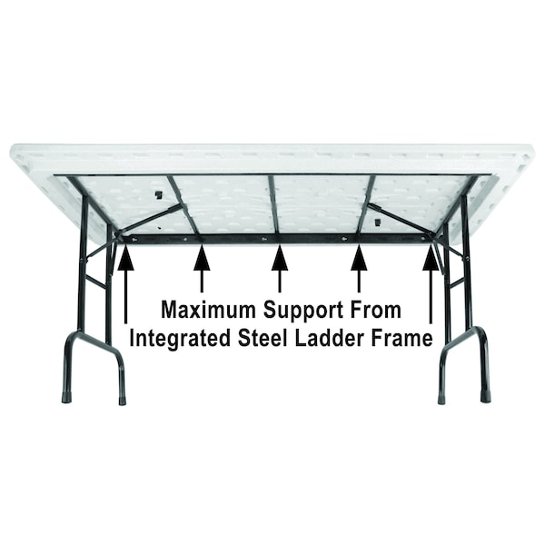 Correll Rectangle Heavy Duty Commerical Adjustable Height Plastic Folding Table, 24" W, 48" L, 22" to 32" H - RA2448-28