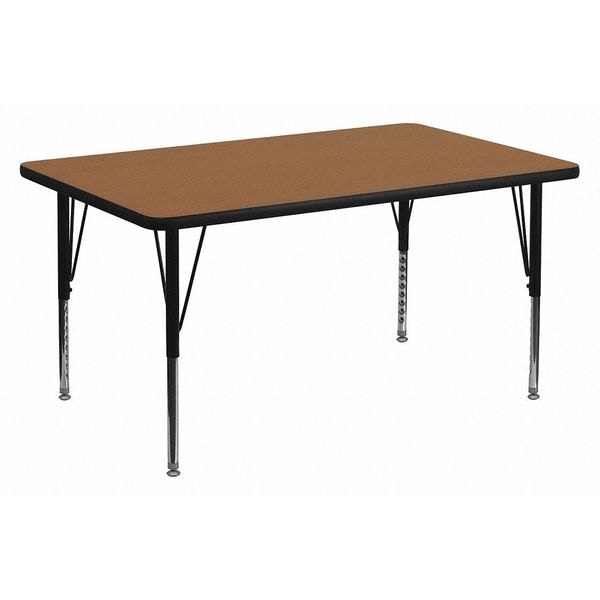 Flash Furniture Rectangle Activity Table, 30" W, 48" L, 25.125" H, Laminate, Wood Grain - XU-A3048-REC-OAK-T-P-GG