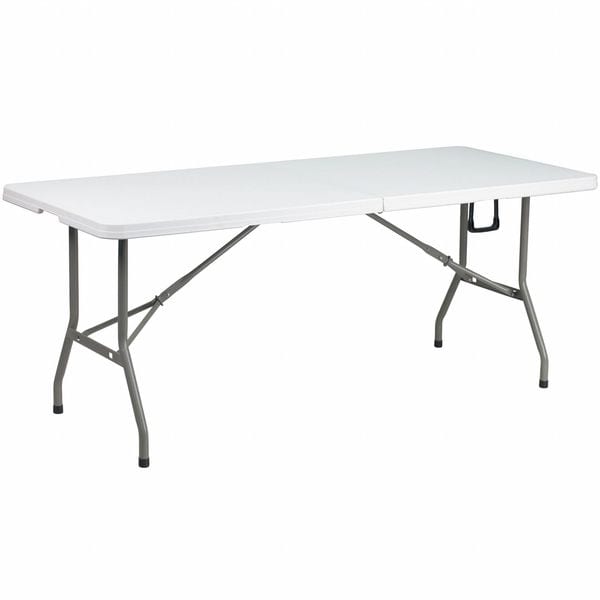 Flash Furniture Rectangle Wh 30X72 Plastic Bi-Fold Table, 30" W, 72" L, 29" H, Plastic Top, White - DAD-YCZ-183Z-GG