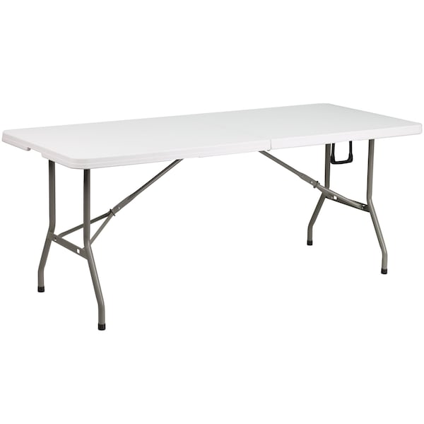 Flash Furniture Rectangle Wh 30X72 Plastic Bi-Fold Table, 30" W, 72" L, 29" H, Plastic Top, White - DAD-YCZ-183Z-GG