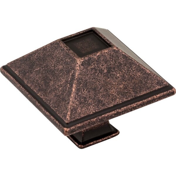 Jeffrey Alexander 1-1/2" Overall Length Distressed Oil Rubbed Bronze Square Tahoe Cabinet Knob - 602DMAC
