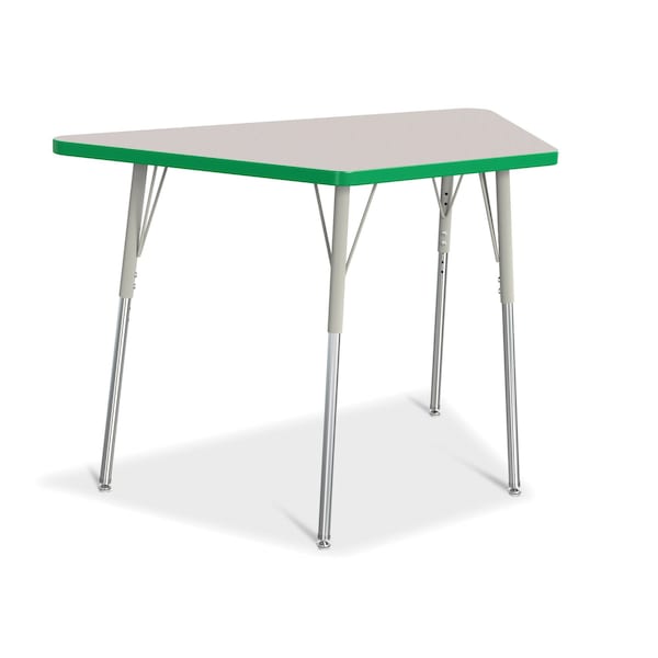 Jonti-Craft Berries Trapezoid Activity Tables, 24 in. x 48 in., A-height, Freckled Gray/Green/Gray - 6438JCA119