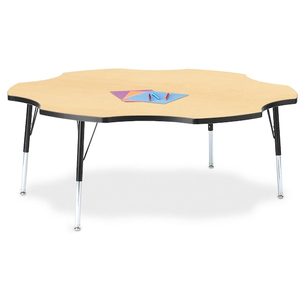 Jonti-Craft Berries Six Leaf Activity Table, 60 in., E-height, Maple/Black/Black - 6458JCE011