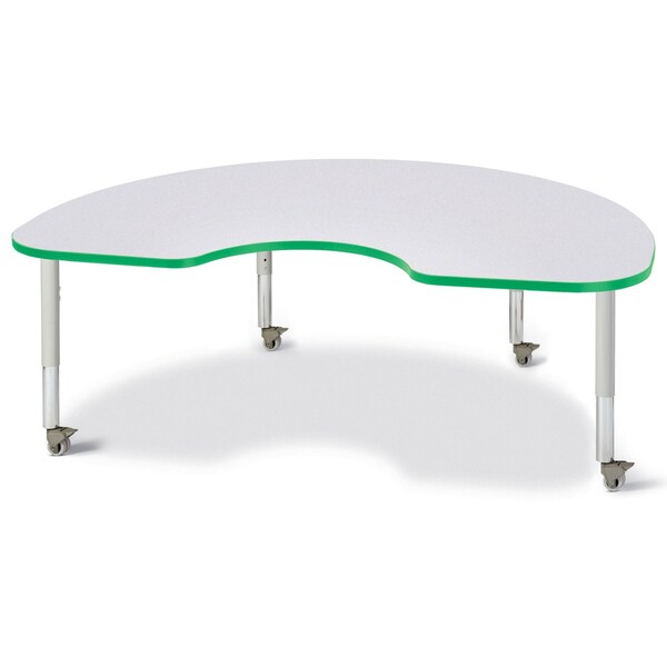 Jonti-Craft Berries Kidney Activity Table, 48 in. x 72 in., Mobile, Freckled Gray/Green/Gray - 6423JCM119
