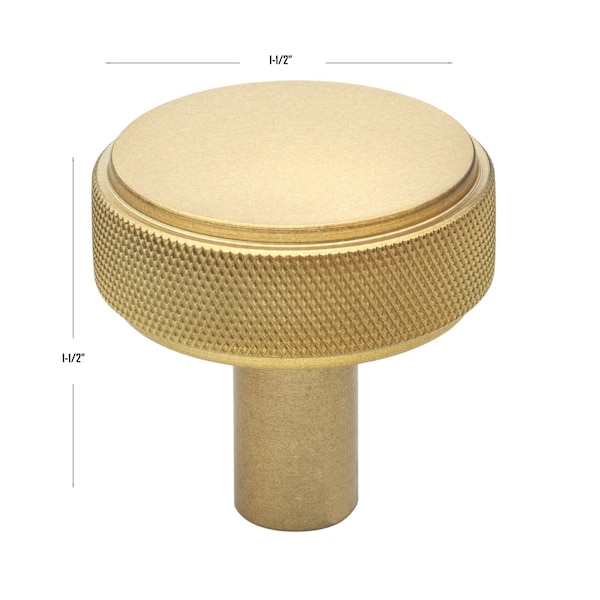 Gliderite Hardware 1-1/2 in. Knurled Knob Satin Gold, 5PK - 5825-SG-5