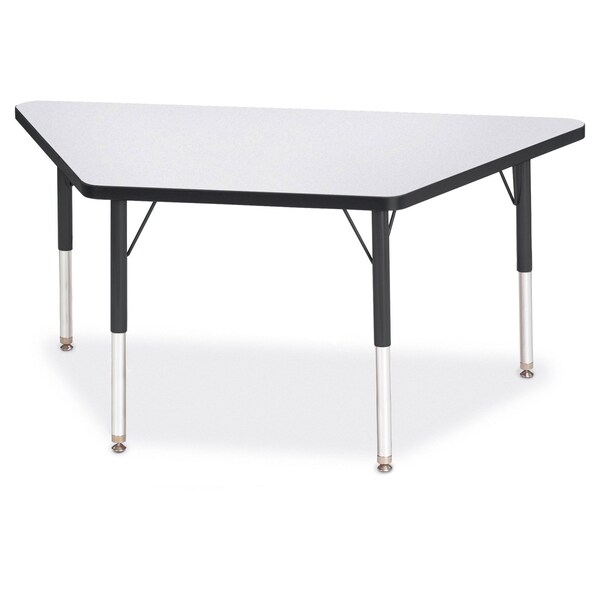 Jonti-Craft Berries Trapezoid Activity Tables, 24 in. x 48 in., E-height, Freckled Gray/Black/Black - 6438JCE180