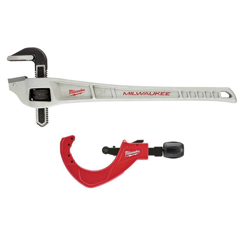 Llave de tubo de aluminio con offset de 24 pulgadas y cortador de tubos de cobre de ajuste rápido de 3-1/2 pulgadas (2 piezas) - 48-22-7182-48-22-4254