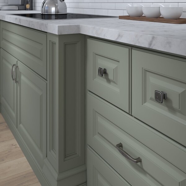 Richelieu Charlemagne Collection 1 7/32 in (31 mm) x 1 7/32 in (31 mm) Pewter Transitional Cabinet Knob - BP81091142