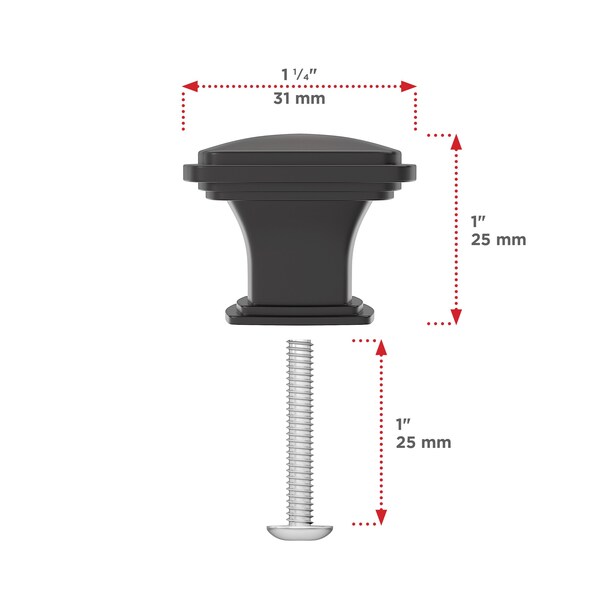 Richelieu Charlemagne Collection 1 1/4-inch (31 mm) Brushed Oil-Rubbed Bronze Transitional Square Cabinet Knob - BP81091BORB