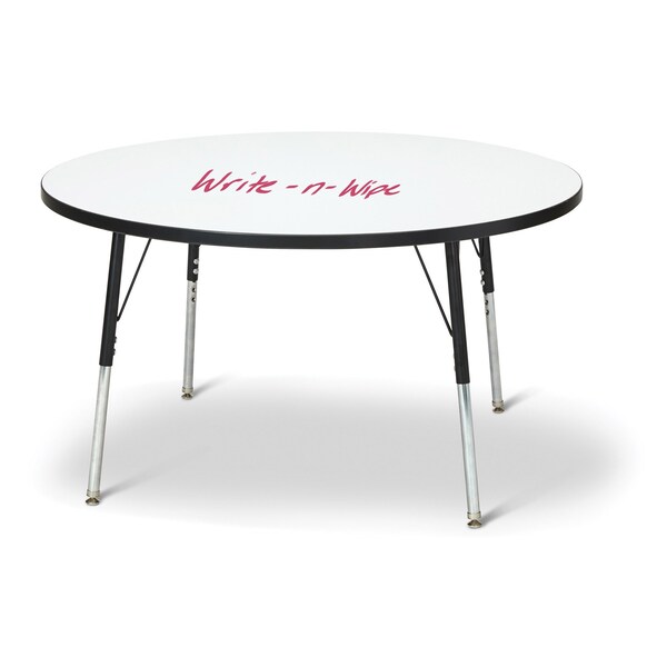 Jonti-Craft Berries Round Dry Erase Table, 48 in. Diameter, A-height, Write-n-Wipe/Black/Black - 6433JCA420
