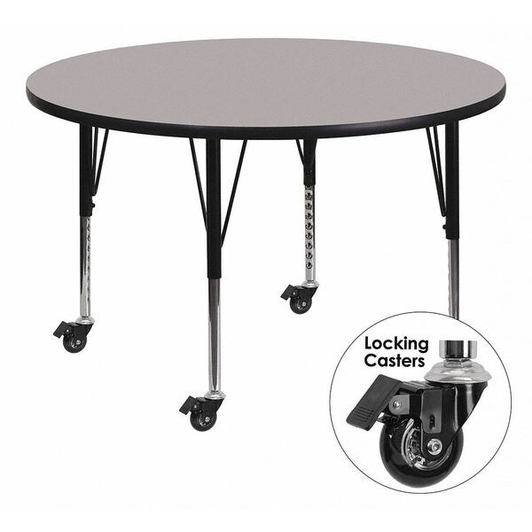 Flash Furniture Round Actvity Table, Round, Gray, Lckng Cstrs, 42", 42" W, 42" L, 25.5" H, Laminate, Grey - XU-A42-RND-GY-H-P-CAS-GG