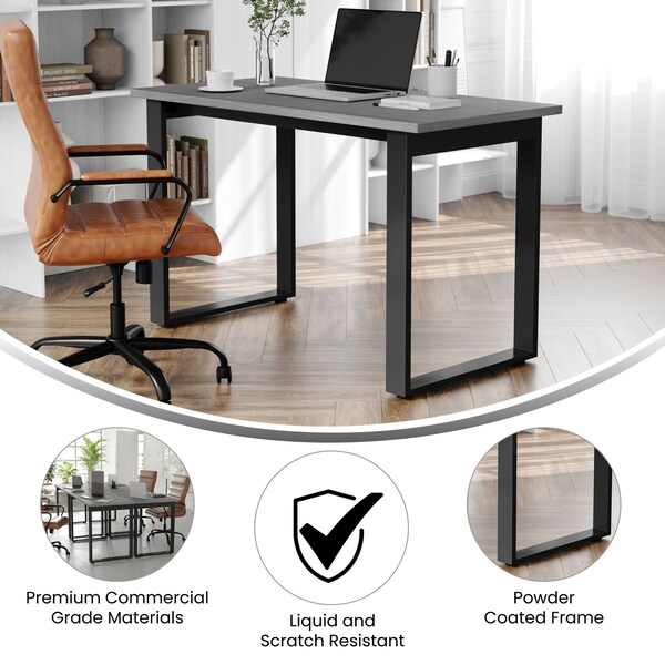 Flash Furniture Redmond 48x24 Conf Tbl w/1in. Thick Dbl Sided Laminate Tbl Top w/PVC and U-Frame Steel Bse, Gry Oak - MT-M4824-LTGRY-UBF-GG
