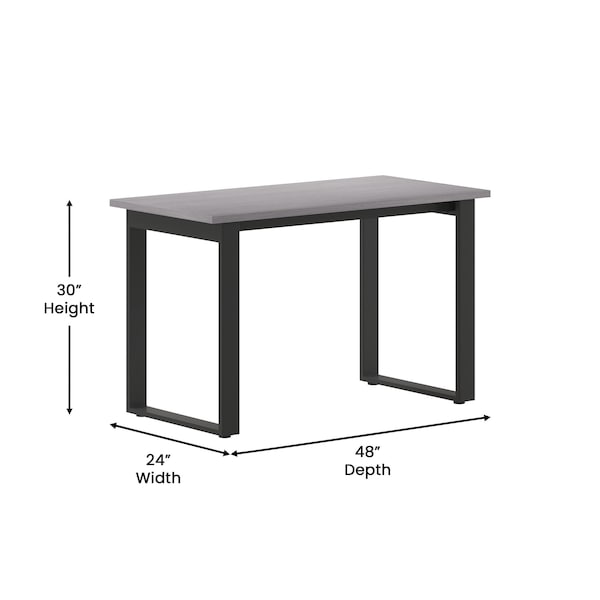 Flash Furniture Redmond 48x24 Conf Tbl w/1in. Thick Dbl Sided Laminate Tbl Top w/PVC and U-Frame Steel Bse, Gry Oak - MT-M4824-LTGRY-UBF-GG