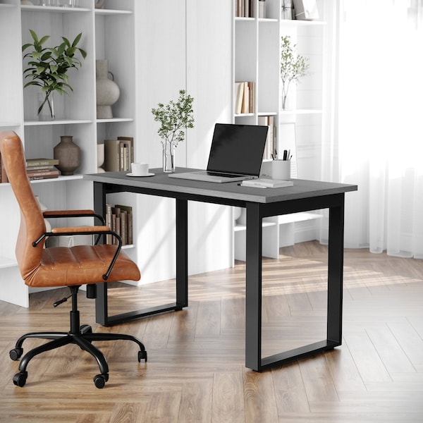 Flash Furniture Redmond 48x24 Conf Tbl w/1in. Thick Dbl Sided Laminate Tbl Top w/PVC and U-Frame Steel Bse, Gry Oak - MT-M4824-LTGRY-UBF-GG