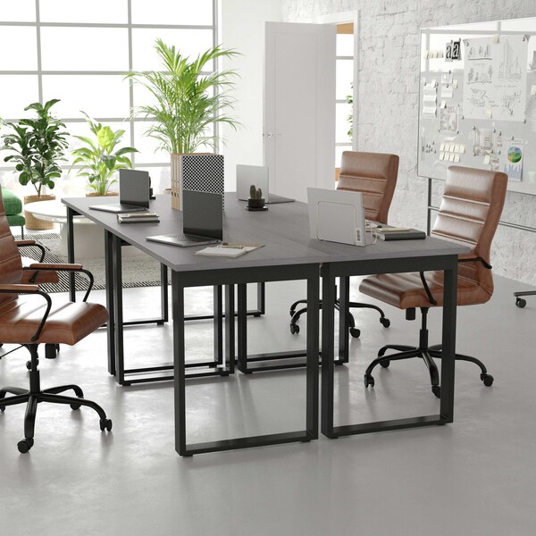 Flash Furniture Redmond 48x24 Conf Tbl w/1in. Thick Dbl Sided Laminate Tbl Top w/PVC and U-Frame Steel Bse, Gry Oak - MT-M4824-LTGRY-UBF-GG