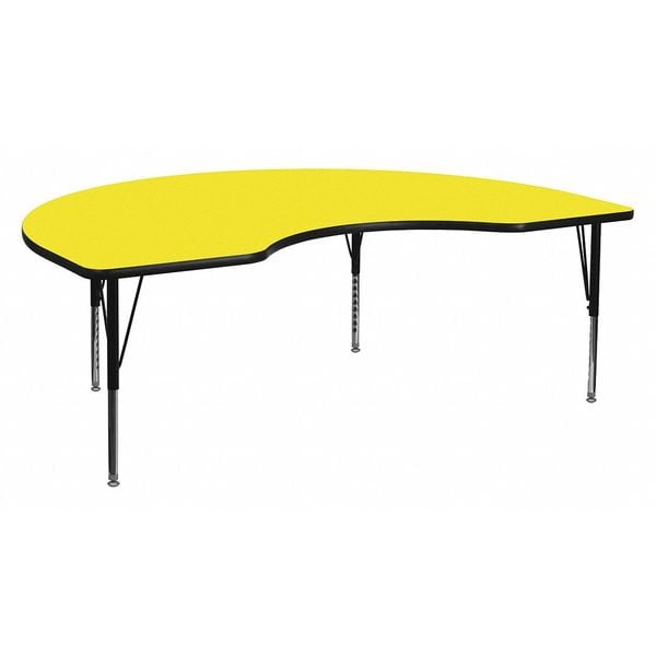 Flash Furniture Kidney Activity Table, 48" W, 72" L, 25.25" H, Laminate, Yellow - XU-A4872-KIDNY-YEL-H-P-GG