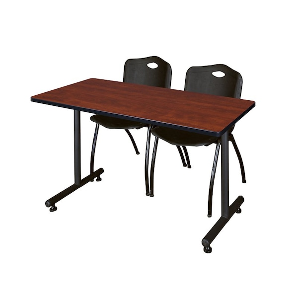 Kobe Rectangle Tables > Training Tables > Kobe Training Table & Chair Sets, 48 W, 24 L, 29 H, Cherry - MKTRCT4824CH47BK
