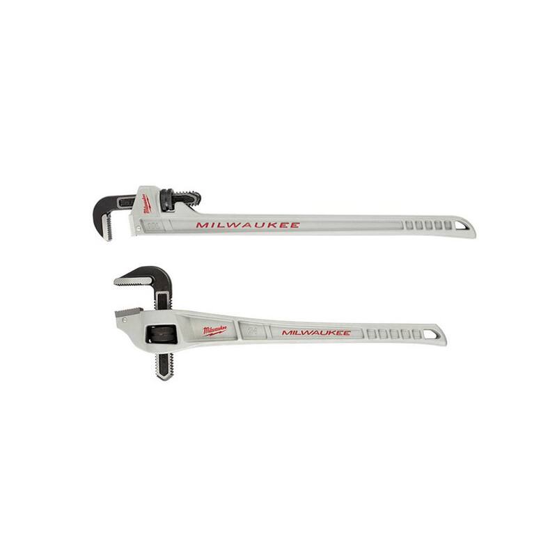 Llave de tubo de aluminio de 10 pulgadas de Milwaukee con mango de longitud de energía y llave de tubo offset de 24 pulgadas (2 piezas) - 48-22-7213-48-22-7182