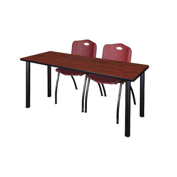 Kee Rectangle Tables > Training Tables > Kee Table & Chair Sets, 72 W, 24 L, 29 H, Cherry - MT7224CHBPBK47BY