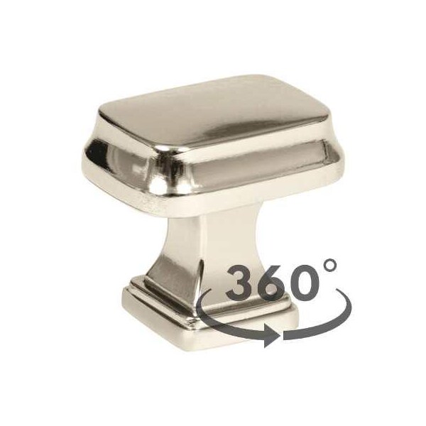 Amerock BP55340PN 1-1/4" (32 mm) Revitalize Rectangular Cab Knob Bright Nickel - BP55340PN